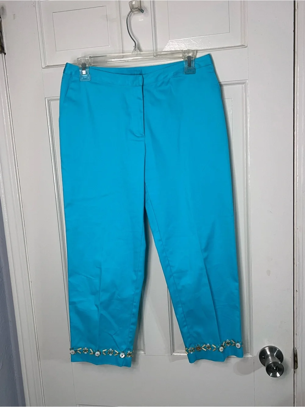 hearts of palm Turquoise Embellished Straight-Leg Pants & Jacket Set